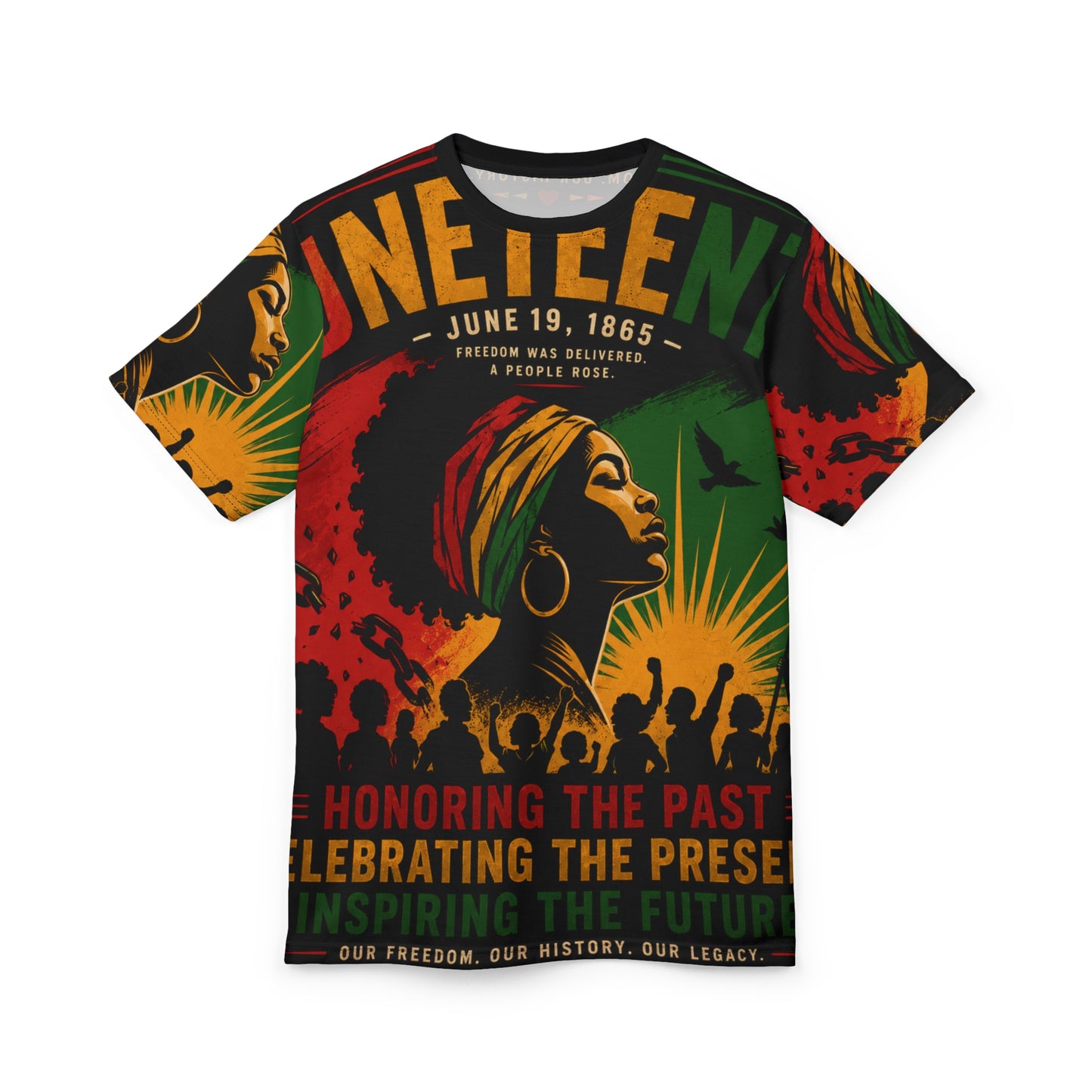 Juneteenth Celebration Tee - Honoring the Past, Celebrating the Present (All-Over Print)